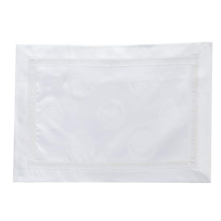 Pre Owned Gianni Versace Vintage White Medusa Pattern Placemat & Napkin Set