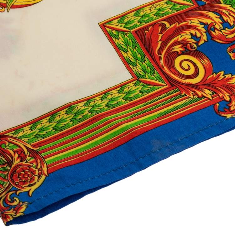 Pre Owned Gianni Versace Vintage Blue & Cream Baroque Print Placemat & Napkin Set