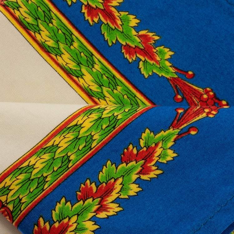 Pre Owned Gianni Versace Vintage Blue & Cream Baroque Print Placemat & Napkin Set