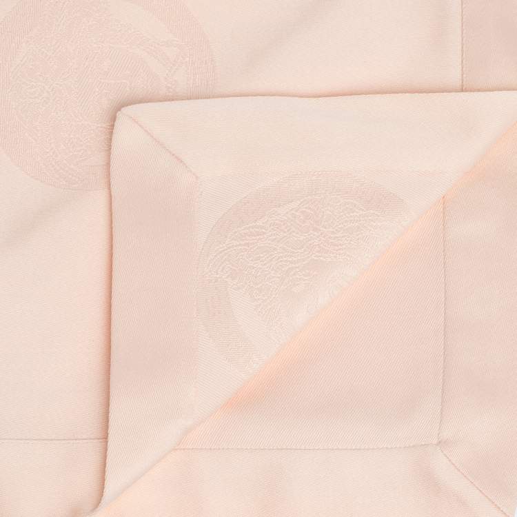 Pre Owned Gianni Versace Vintage Salmon Pink Medusa Pattern Placemat & Napkin Set