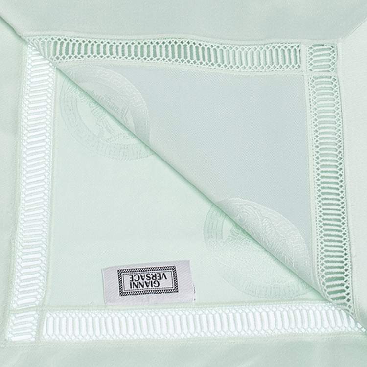 Pre Owned Gianni Versace Vintage Green Medusa Pattern Placemat & Napkin Set

