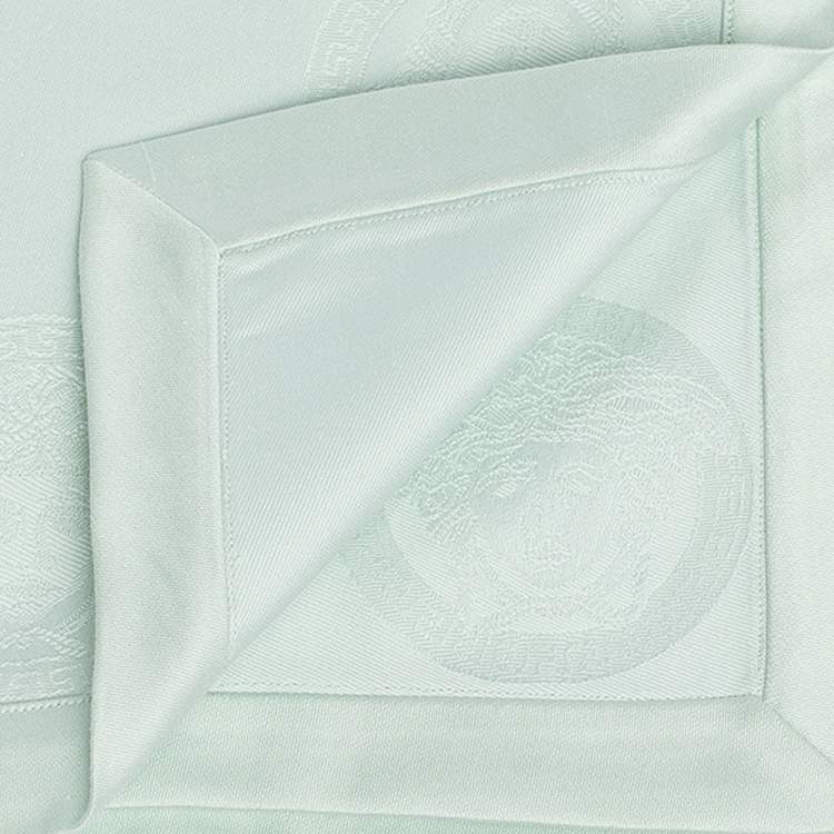 Pre Owned Gianni Versace Vintage Green Medusa Pattern Placemat & Napkin Set

