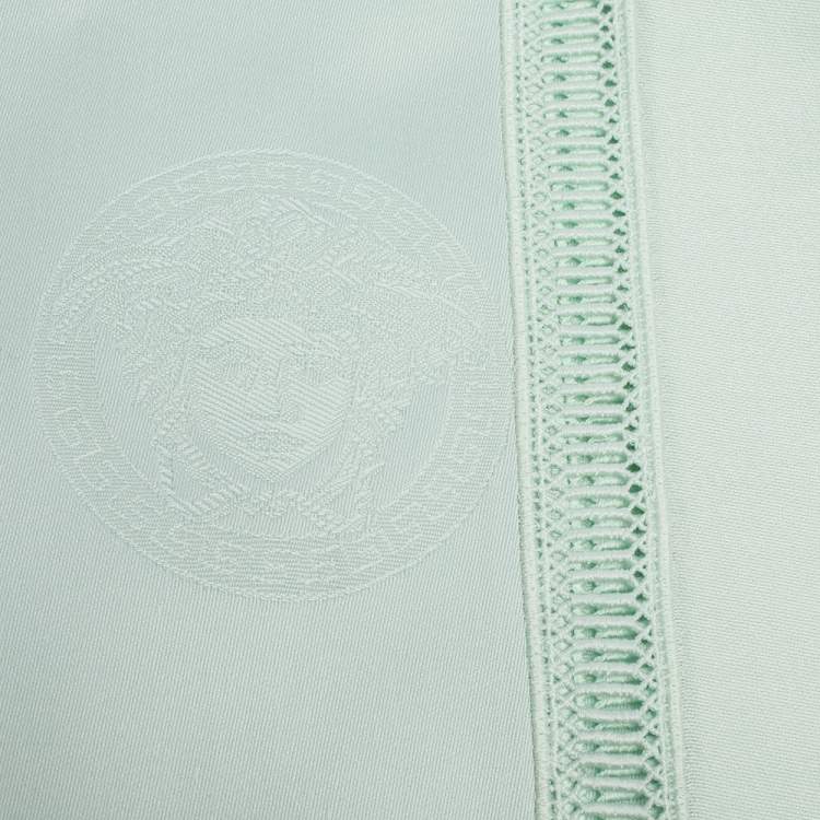 Pre Owned Gianni Versace Vintage Green Medusa Pattern Placemat & Napkin Set

