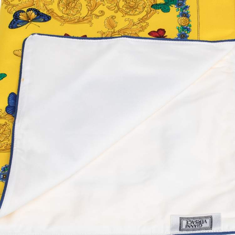 Pre Owned Gianni Versace Vintage Yellow Butterfly Print Placemat & Napkin Set