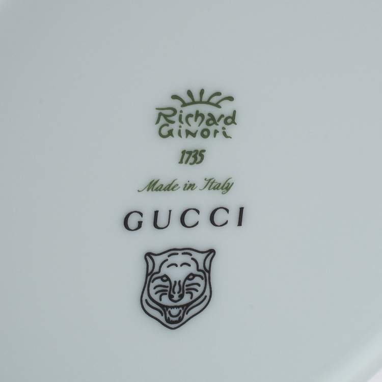 Pre Owned Gucci Black/White Herbarium Hand and Ring Mug 
