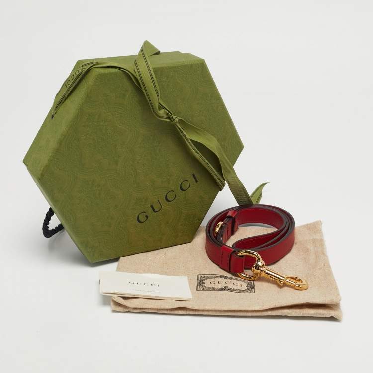 Pre Owned Gucci Red Leather Small/Medium Pet Leash