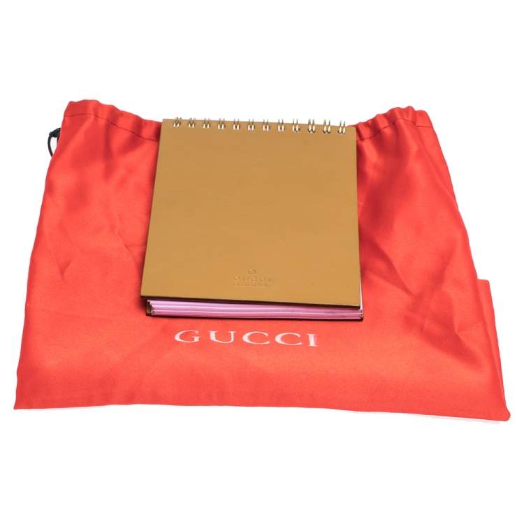 Pre Owned Gucci Light Brown Leather Ring Notebook