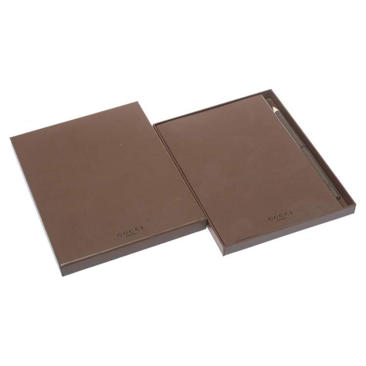 Pre Owned Gucci Dark Brown Notebook and Pencil