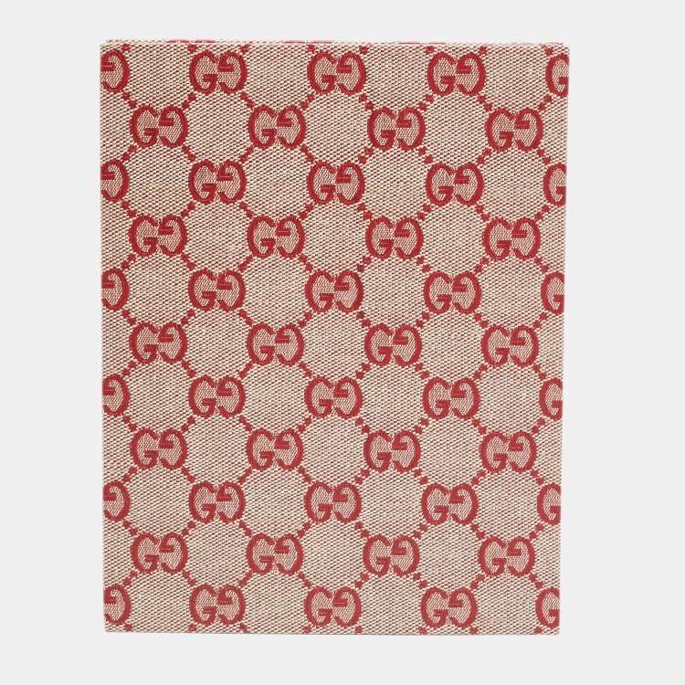 Pre Owned Gucci Red & Beige Monogram My Scrapbook Hardcover Notebook