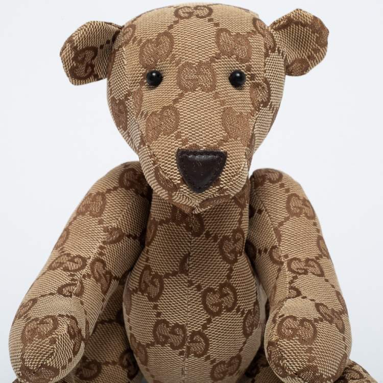 Pre Owned Gucci Brown Guccissima Canvas Teddy Bear