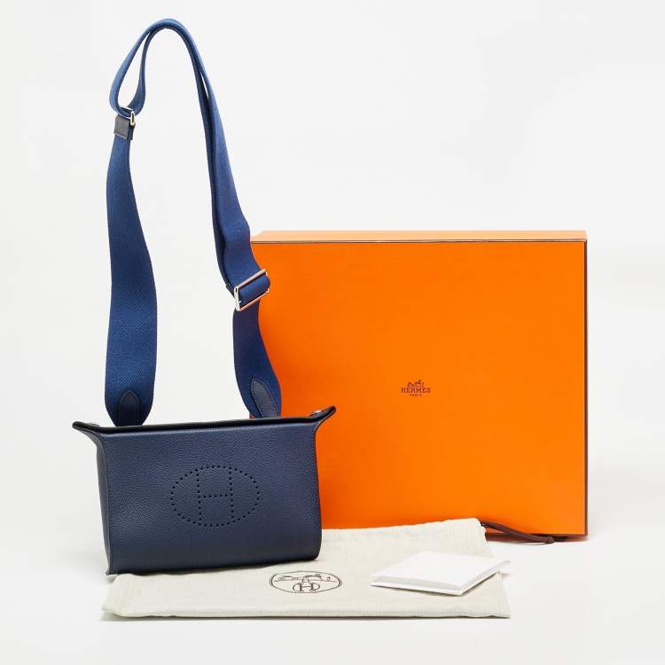 Pre Owned Hermes Videpoches Bleu Navy Togo Leather Shoulder Bag