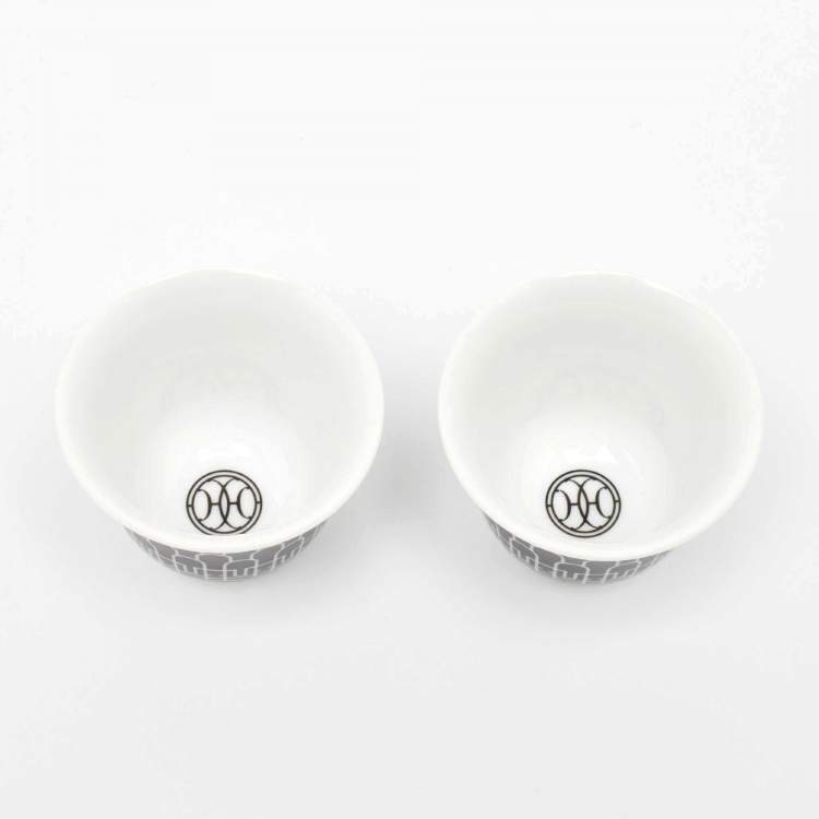 Pre Owned Hermès Noir Porcelain H Deco Mini Cup Set of 2