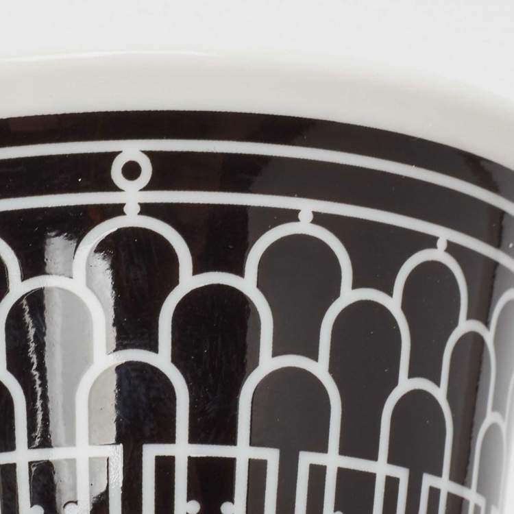 Pre Owned Hermès Noir Porcelain H Deco Mini Cup Set of 2
