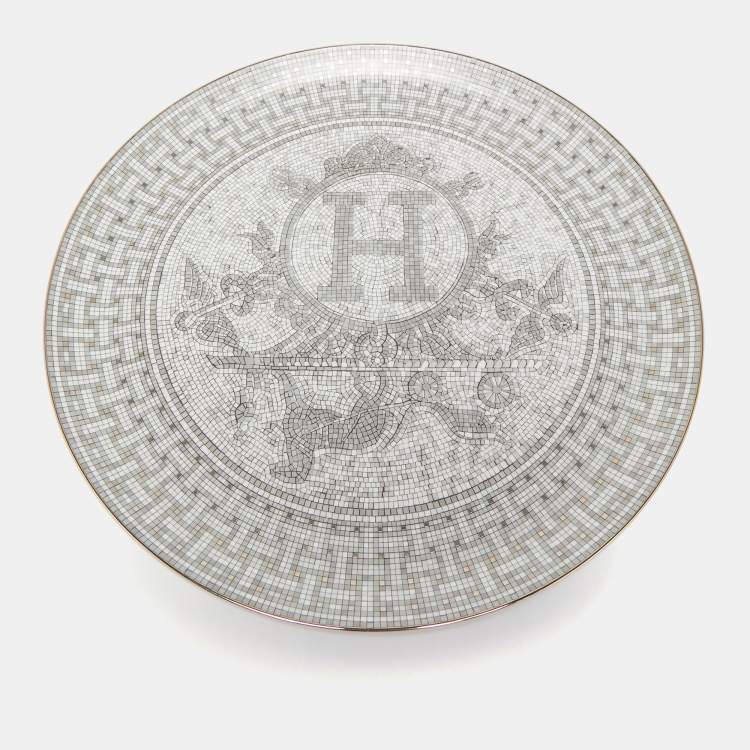 Pre Owned Hermès Mosaique AU 24 Platinum Tart Platter