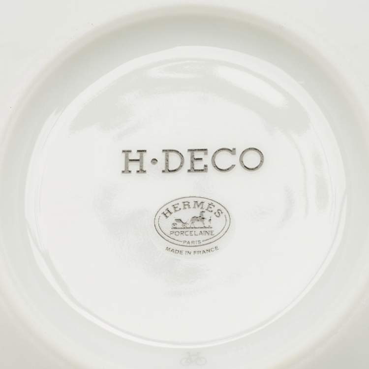 Pre Owned Hermès Black/White H Deco Coffee Cup and Saucer Set of 2