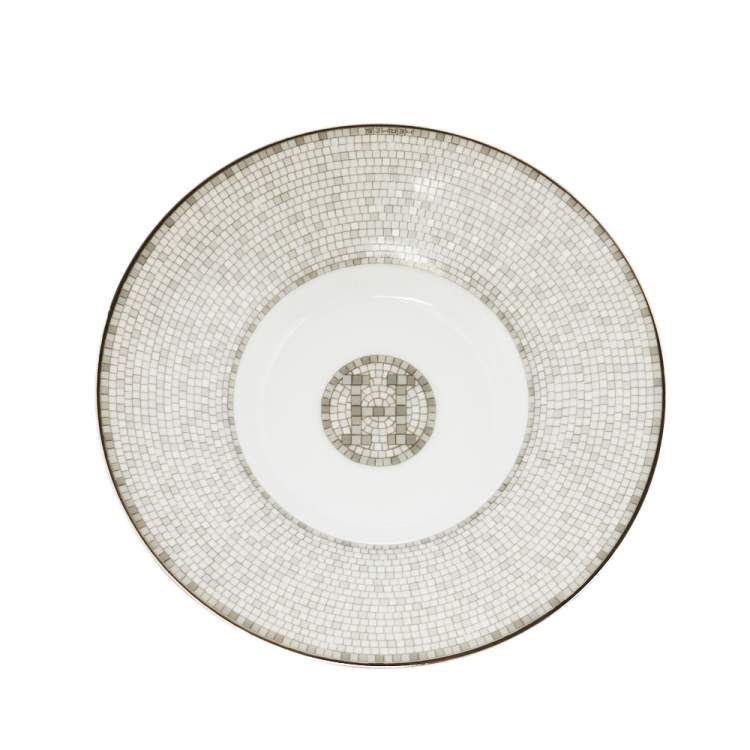 Pre Owned Hermes Mosaique au 24 Platinum Coffee Cup & Saucer Set