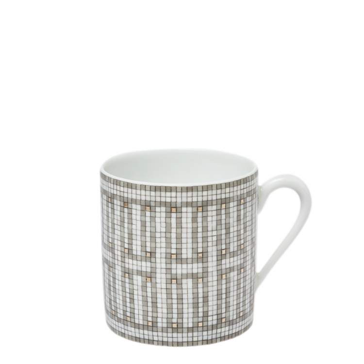 Pre Owned Hermes Mosaique au 24 Platinum Coffee Cup & Saucer Set