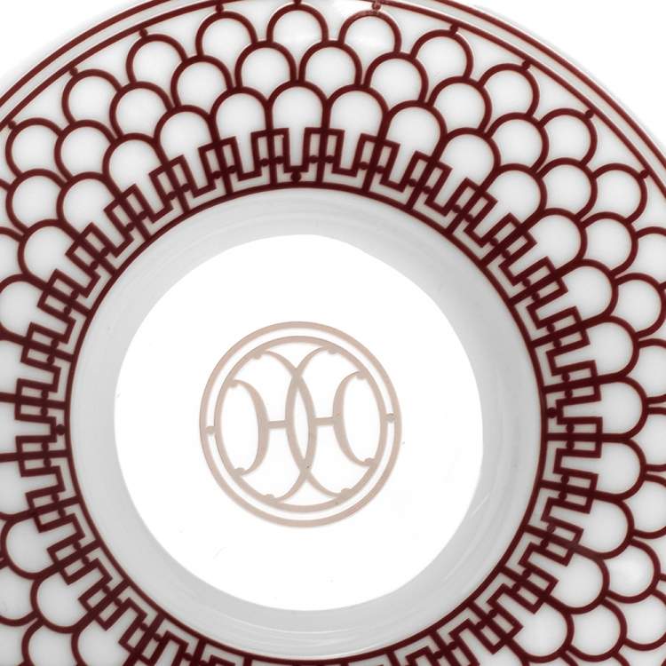Pre Owned Hermes Rouge H Deco Coffee Cup And Saucer 4-Piece Set