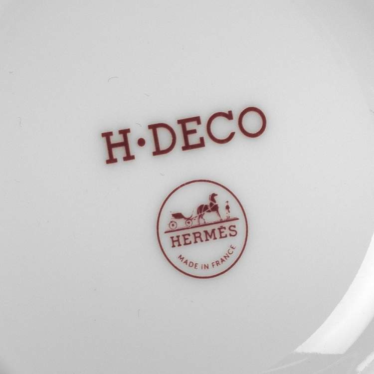 Pre Owned Hermes Rouge H Deco Coffee Cup And Saucer 4-Piece Set