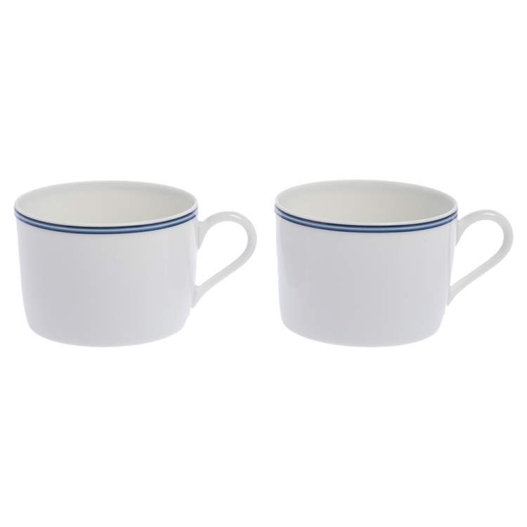Pre Owned Hermes Blue Porcelain Chaine d'Ancre 4-Piece Tea Cup And Saucer Set