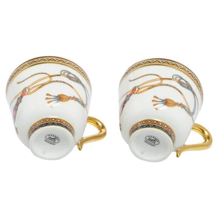 Pre Owned Hermes Cheval d' Orient Coffee Cup and Saucer Set