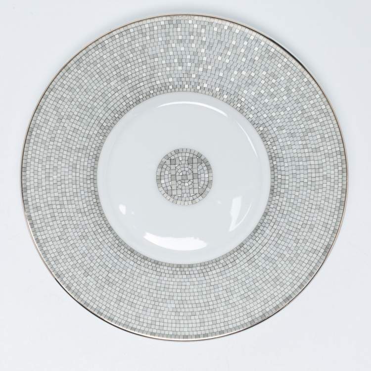 Pre Owned Hermes Mosaique au 24 Platinum Tea Cup & Saucer Set