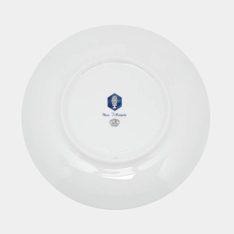 Pre Owned Hermès Bleus d’Ailleurs Indigo & White Porcelain Dessert Plates Set of 2