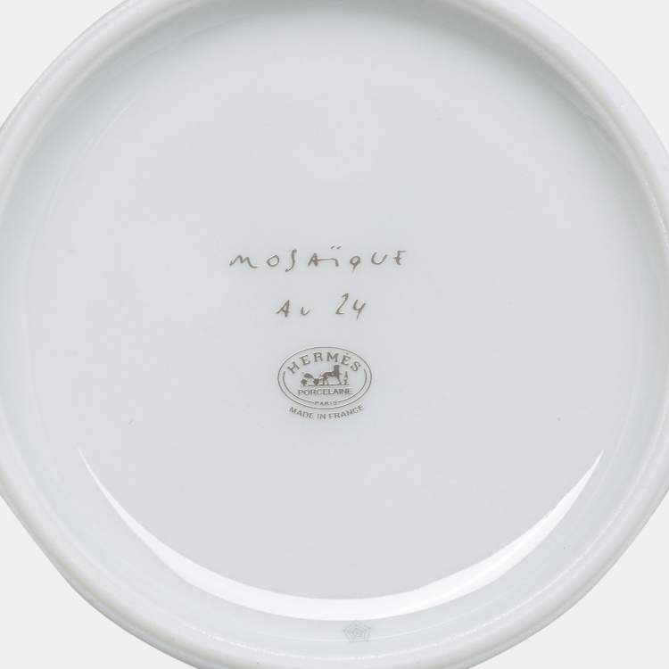 Pre Owned Hermes Mosaique AU 24 Platinum Tea Cup And Saucer Set