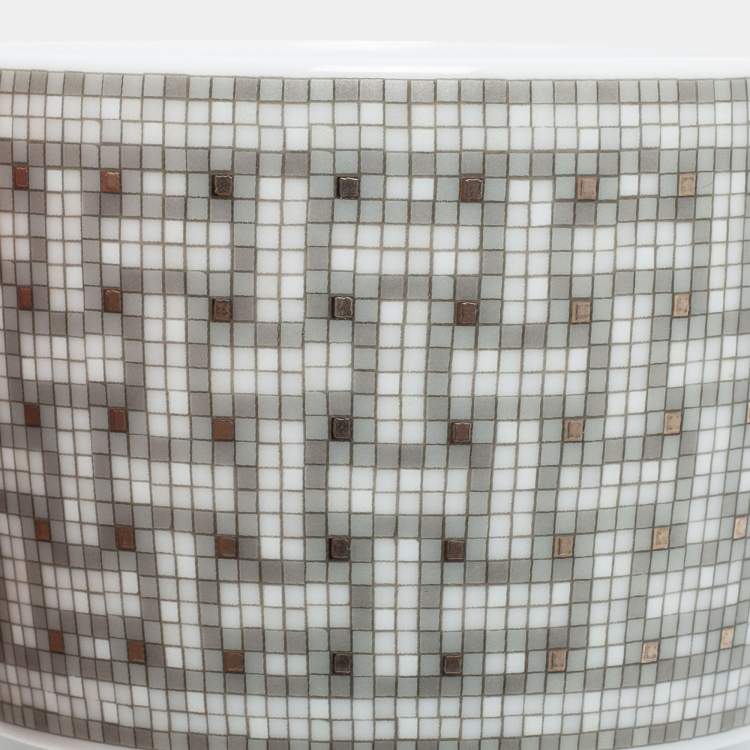 Pre Owned Hermes Mosaique AU 24 Platinum Tea Cup And Saucer Set