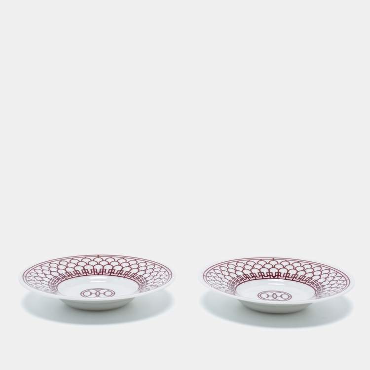 Pre Owned Hermes H Deco Rouge Coffee Cup And Saucer Set