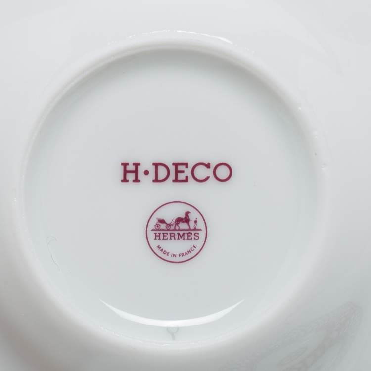 Pre Owned Hermes H Deco Rouge Coffee Cup And Saucer Set