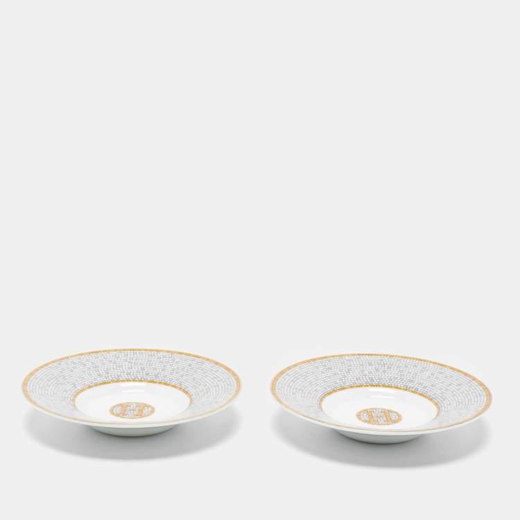Pre Owned Hermes Mosaique AU 24 Gold Coffee Cup And Saucer Set