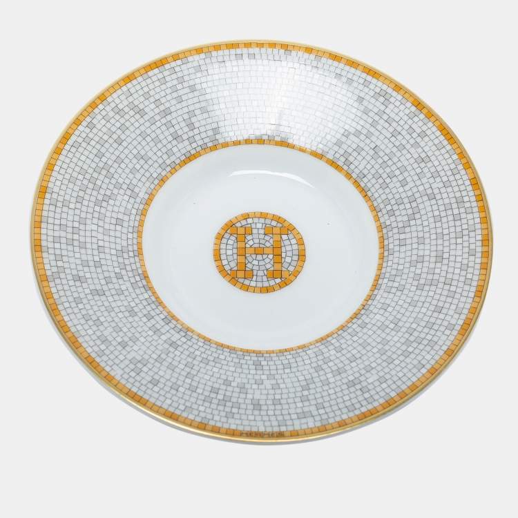 Pre Owned Hermes Mosaique AU 24 Gold Coffee Cup And Saucer Set