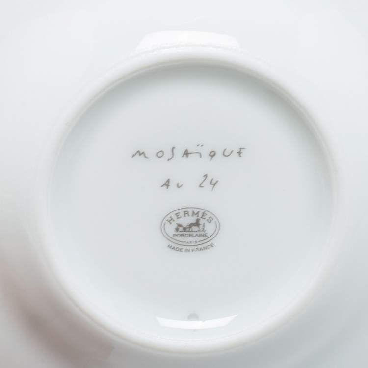 Pre Owned Hermes Mosaique AU 24 Gold Coffee Cup And Saucer Set
