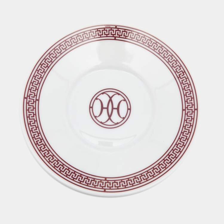 Pre Owned Hermes H Deco Rouge Tea Cup and Saucer Set