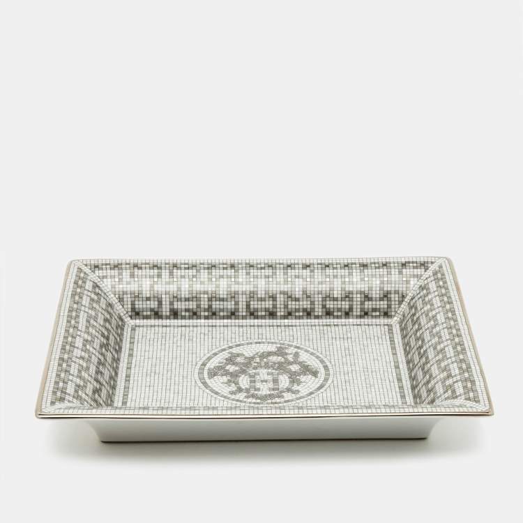 Pre Owned Hermes Mosaique AU 24 Platinum Change Tray