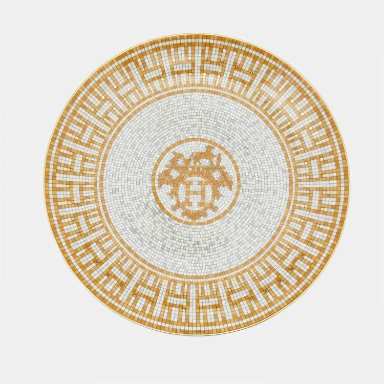 Pre Owned Hermès Mosaique AU 24 Gold Dessert Plate Set of 2