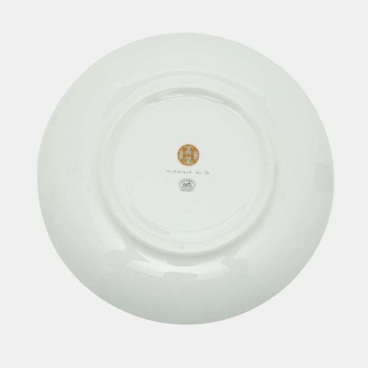 Pre Owned Hermès Mosaique AU 24 Gold Dessert Plate Set of 2