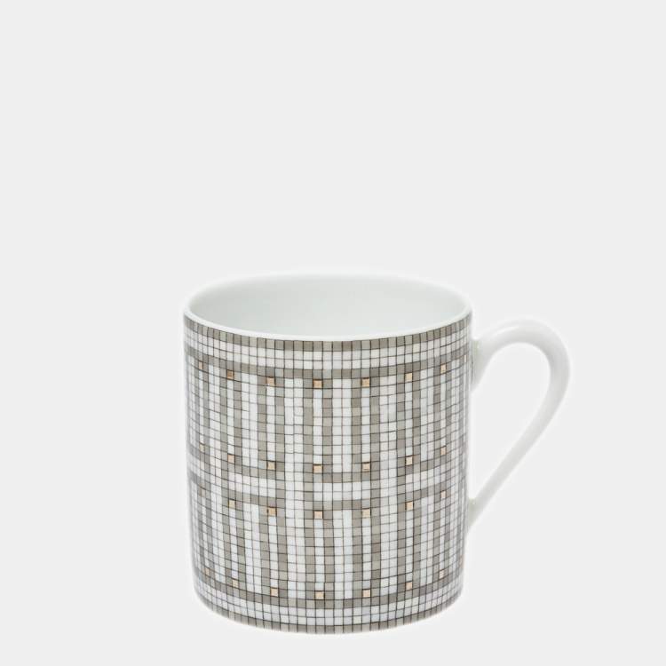 Pre Owned Hermes Mosaique AU 24 Platinum Coffee Cup & Saucer Set