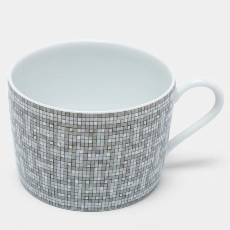 Pre Owned Hermès Mosaique AU 24 Platinum Tea Cup & Saucer Set