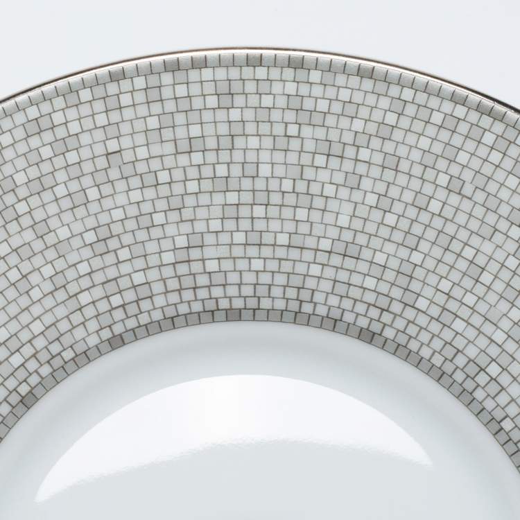 Pre Owned Hermes Mosaique AU 24 Platinum Tea Cup And Saucer Set