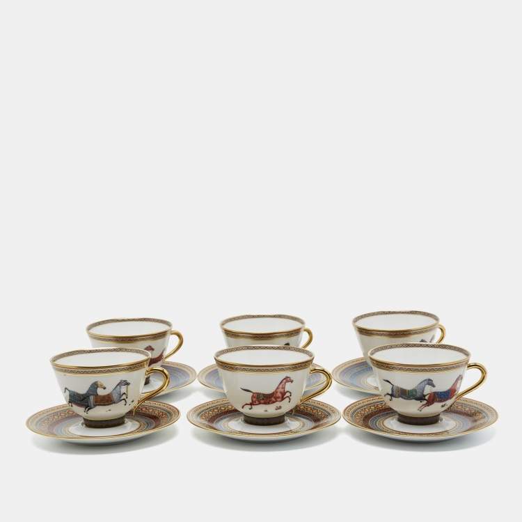 Pre Owned Hermes Cheval D'Orient n°6 Tea Cup and Saucer Set