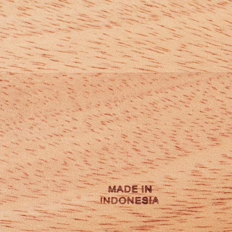 Pre Owned Hermès Brique /Bleu Regate Mahogany Wood and Taurillon Leather Small Pleiade Tissue Box