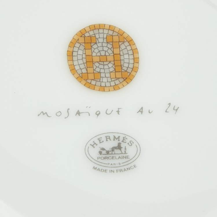 Pre Owned Hermès Mosaique AU 24 Gold Tea Cup and Saucer Set