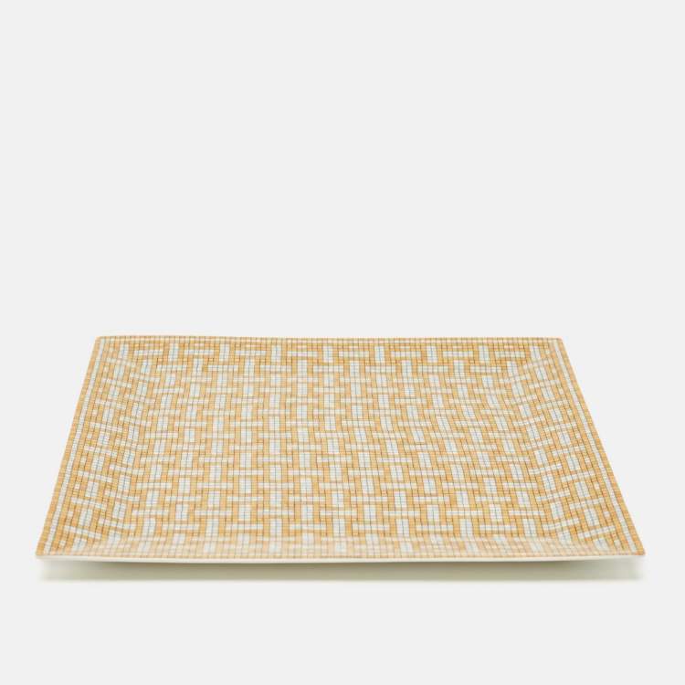 Pre Owned Hermès Mosaique AU 24 Gold N°4 Square Plate