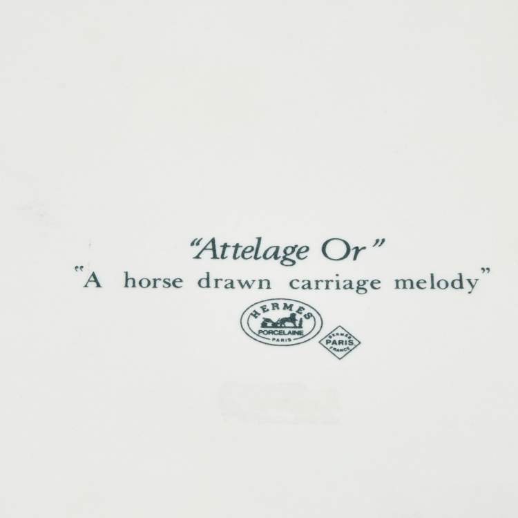 Pre Owned Hermès Attelage Or Porcelain Plate