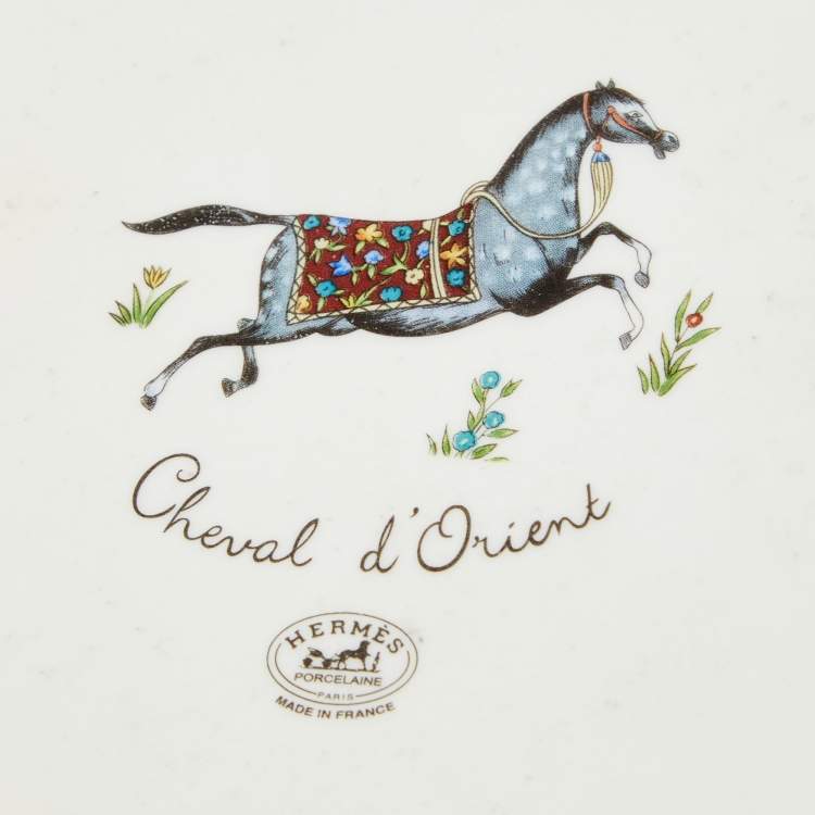 Pre Owned Hermès Multicolor Cheval d’Orient Printed Porcelain Tart Platter
