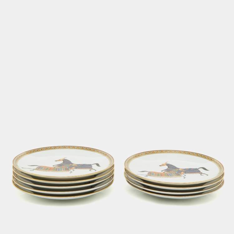 Pre Owned Hermès Cheval d’Orient Bread and Butter Set of 9 plates