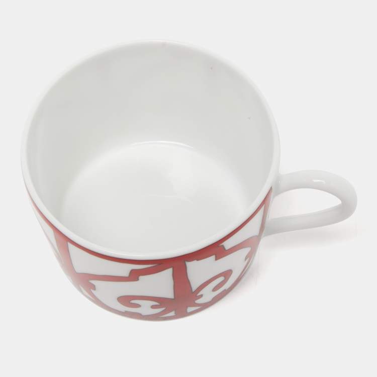 Pre Owned Hermès Balcon du Guadalquivir Tea Cup and Saucer Set of 4