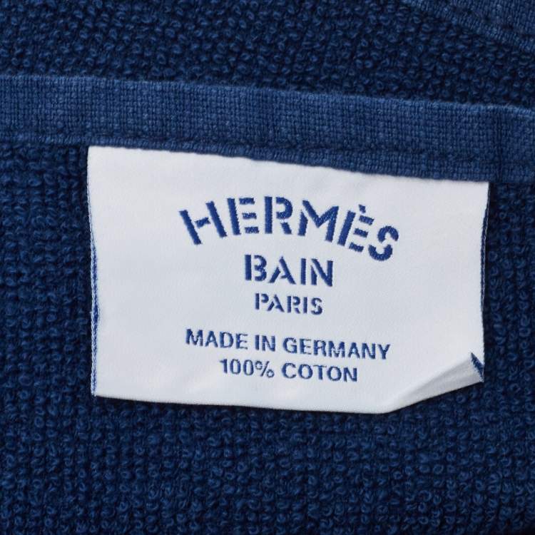 Pre Owned Hermès Bain Blue Terry Cotton Yachting Beach Towel